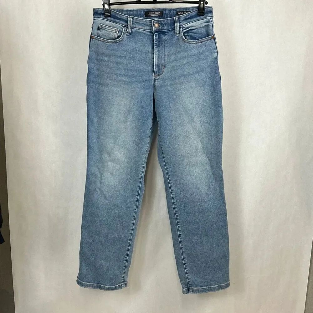 Judy Blue Vtg Straight Denim Jeans Sz 7 / 28 Style JB8607MD 30” Inseam 11” Rise